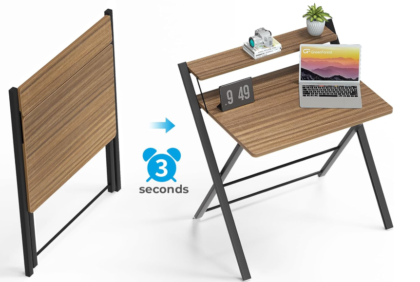 bureau pliable greenforest position ouvert et fermee