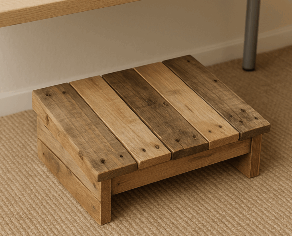 repose pied bureau diy recup